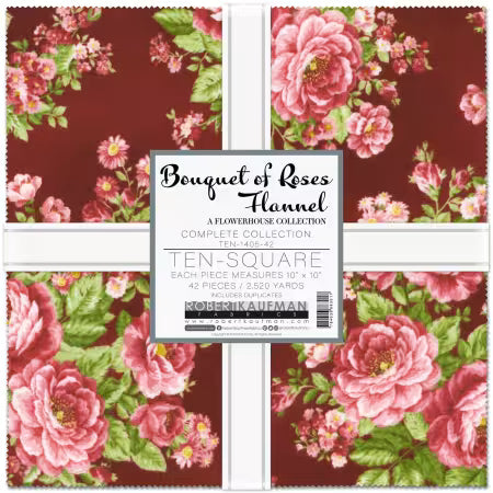 Bouquet of Roses Cotton Flannel 10" Square